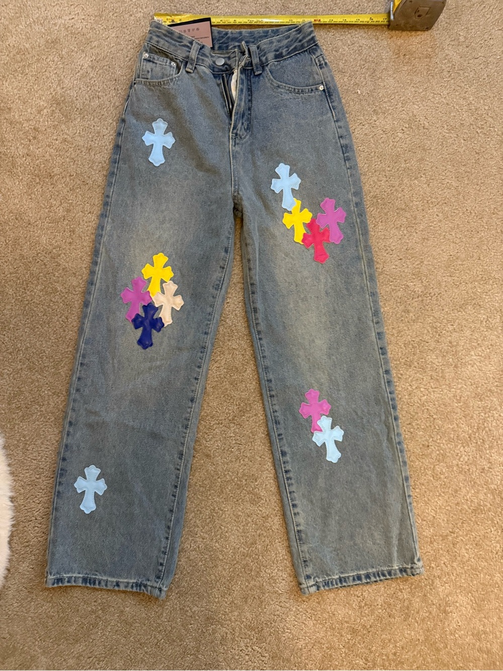 Vintage Loose Straight Embroidered Versatile Ankle-Length jeans